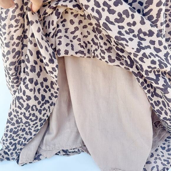 Sundry Leopard Maxi Dress Strappy Driftwood Cheetah Cotton Midi Pockets XS - Picture 8 of 11